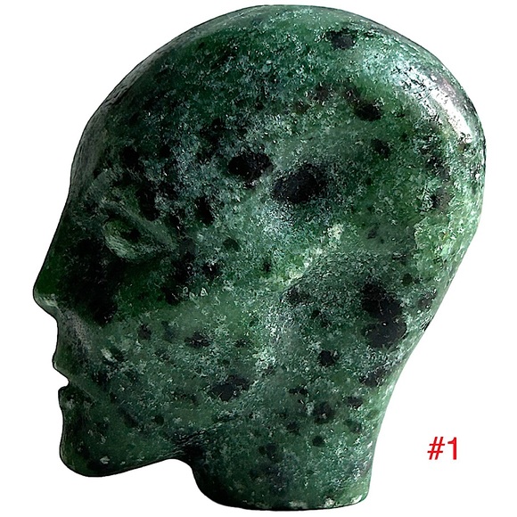 Ruby Zoisite Alien Head Carvings - Picture 10 of 17